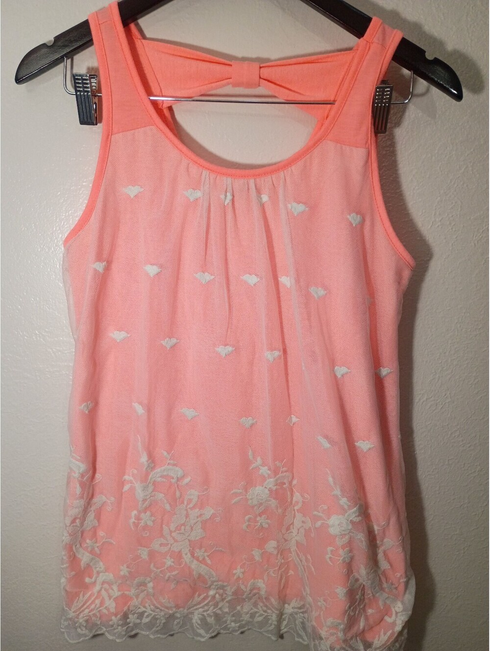 Tutta Bella Maternity Coral Pink Lace Embroidered Tank Top Large
